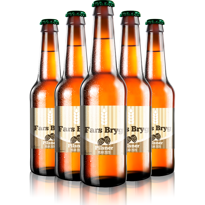 Fars Bryg Beige - design din egen øl etiket - The Beer Label 